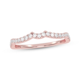Now + Forever Lab-Grown Diamonds Contour Wedding Band 1/6 ct tw 14K Rose Gold