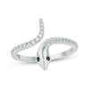 Thumbnail Image 1 of Black & White Diamond Snake Bypass Ring 1/6 ct tw Sterling Silver
