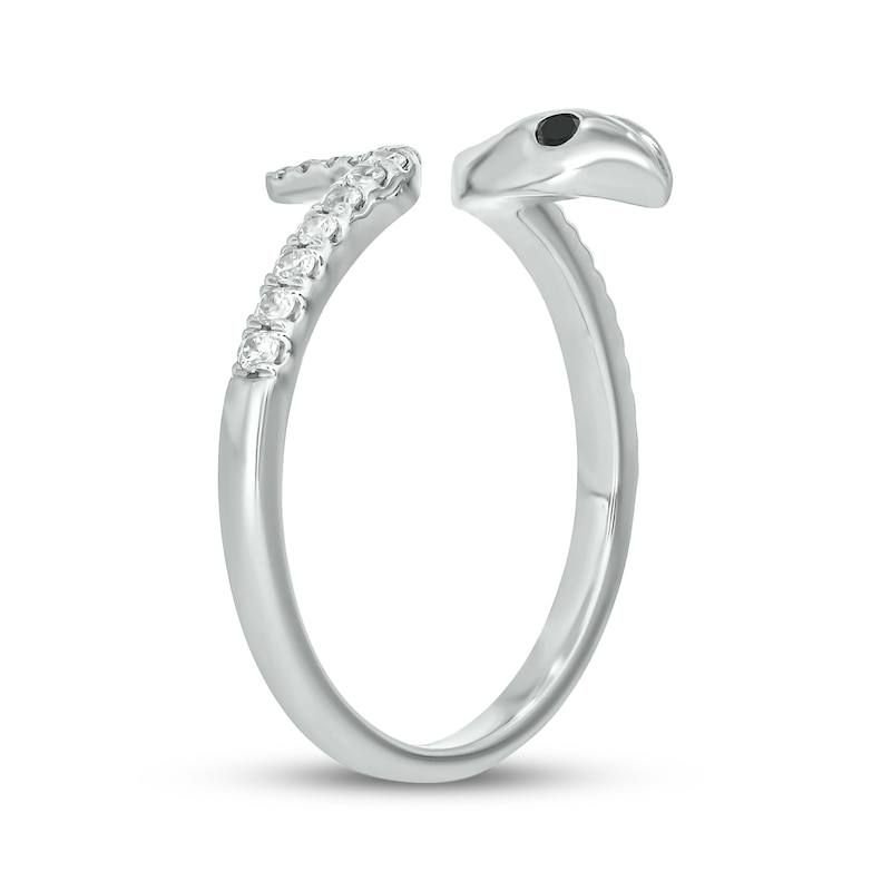 Main Image 2 of Black & White Diamond Snake Bypass Ring 1/6 ct tw Sterling Silver