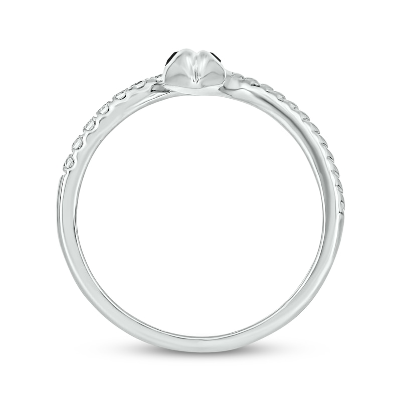 Main Image 3 of Black & White Diamond Snake Bypass Ring 1/6 ct tw Sterling Silver
