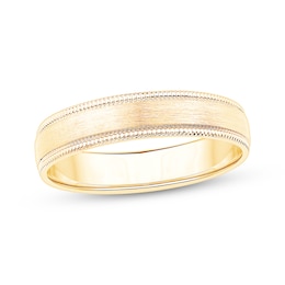 Now + Forever Brushed Milgrain Wedding Band 10K Yellow Gold 4mm