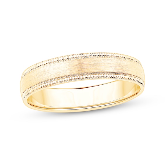 Now + Forever Brushed Milgrain Wedding Band 10K Yellow Gold 4mm