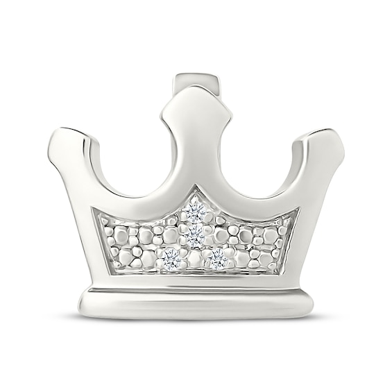 Sneaker Bling Diamond Accent Crown Shoelace Charm Sterling Silver