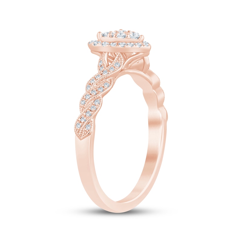Main Image 2 of Now + Forever Multi-Diamond Heart-Shaped Engagement Ring 1/3 ct tw 10K Rose Gold
