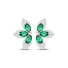 Thumbnail Image 2 of Marquise-Cut Lab-Created Emerald & White Lab-Created Sapphire Half-Flower Stud Earrings Sterling Silver