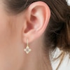 Thumbnail Image 2 of Diamond Flower Outline Dangle Hoop Earrings 1/3 ct tw 10K Yellow Gold