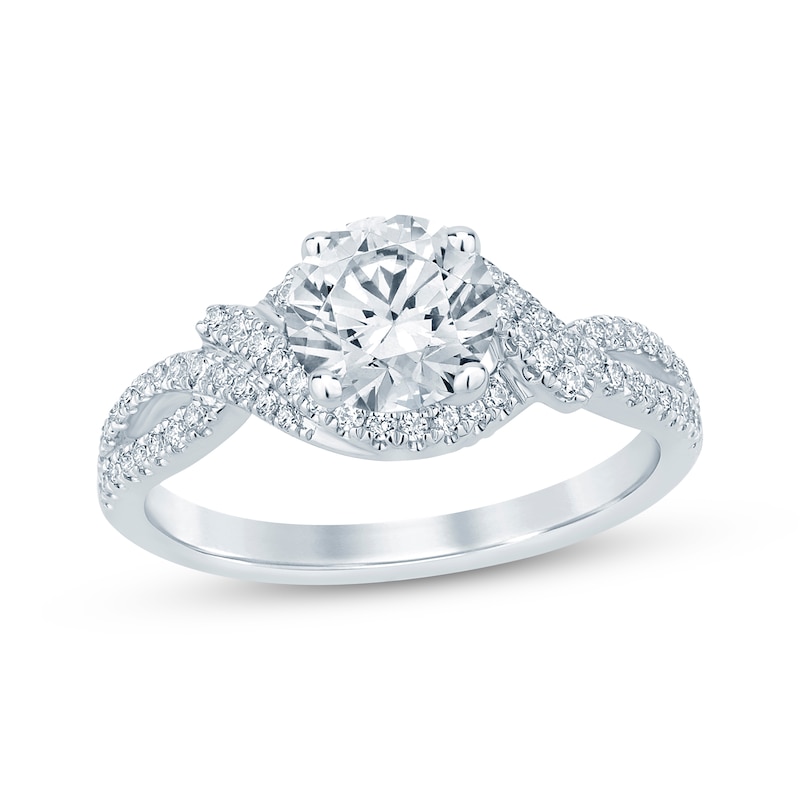 Main Image 1 of Now + Forever Round-Cut Diamond Bypass Engagement Ring 1-1/5 ct tw 14K White Gold