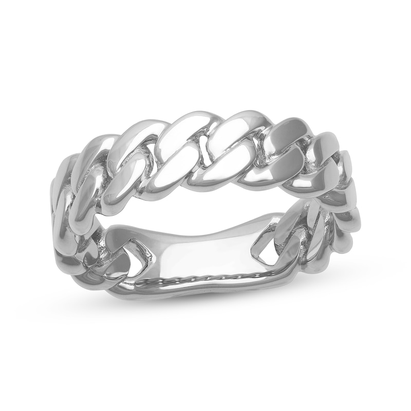 Main Image 1 of Now + Forever Men's Curb Link Ring 10K White Gold 6mm