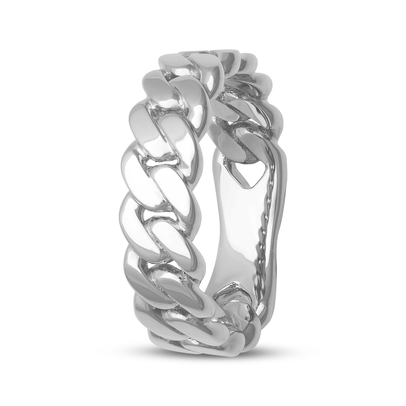 Main Image 2 of Now + Forever Men's Curb Link Ring 10K White Gold 6mm