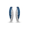 Thumbnail Image 2 of Blue & White Diamond Crossover Hoop Earrings 1/2 ct tw Sterling Silver