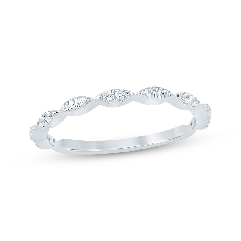 Main Image 1 of Now + Forever Diamond Textured Anniversary Ring 1/10 ct tw 10K White Gold