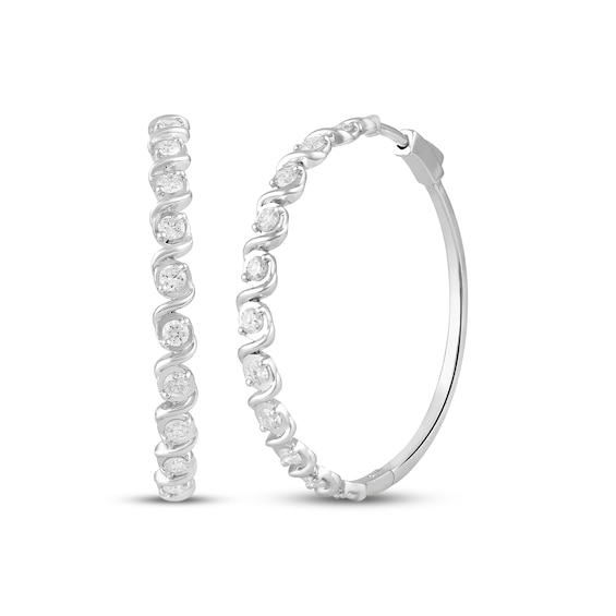 Lab-Grown Diamond Twist Hoop Earrings 1 ct tw 10K White Gold