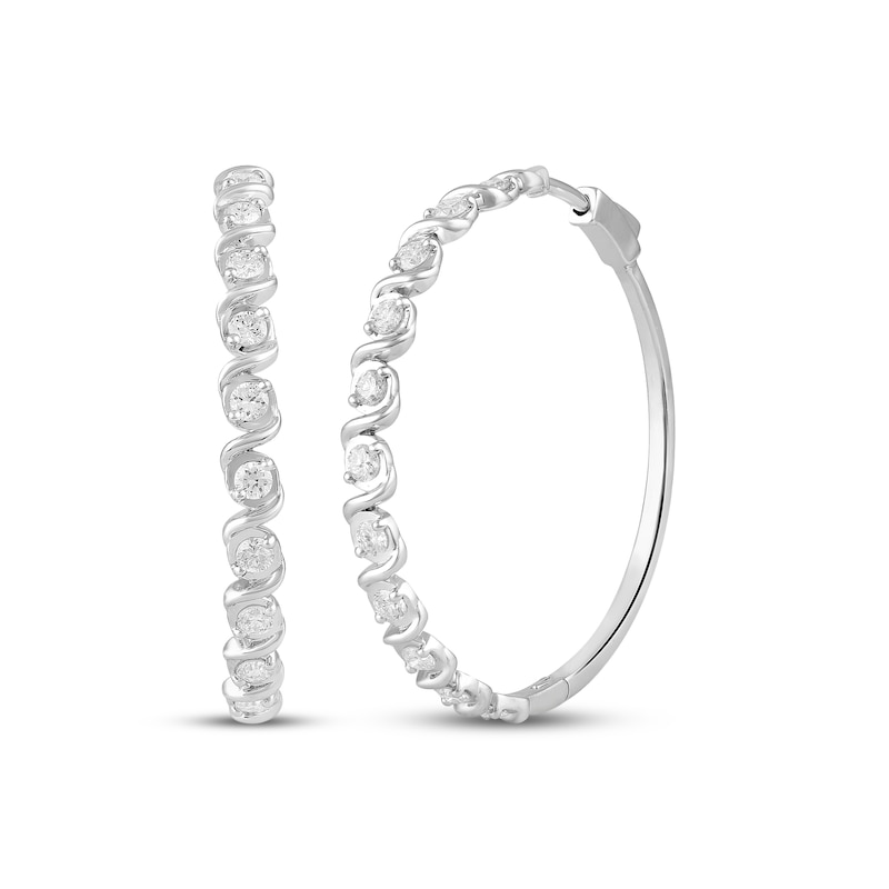 Main Image 1 of Lab-Grown Diamond Twist Hoop Earrings 1 ct tw 10K White Gold