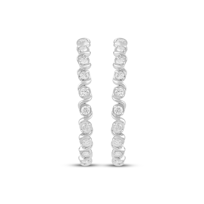 Main Image 2 of Lab-Grown Diamond Twist Hoop Earrings 1 ct tw 10K White Gold