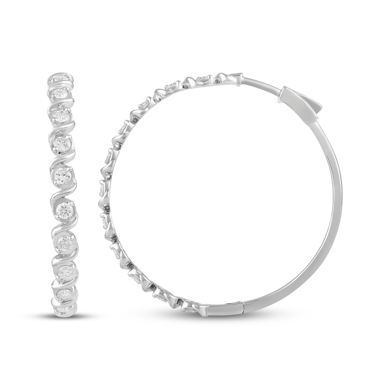 Main Image 3 of Lab-Grown Diamond Twist Hoop Earrings 1 ct tw 10K White Gold