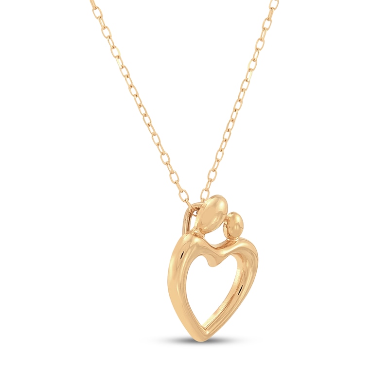 Main Image 2 of Mother & Child Heart Necklace 10K Yellow Gold 18"