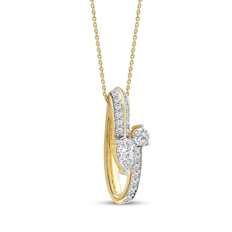 Main Image 2 of Pear-Shaped & Round-Cut Diamond Bypass Loop Necklace 1 ct tw 10K Yellow Gold 18&quot;