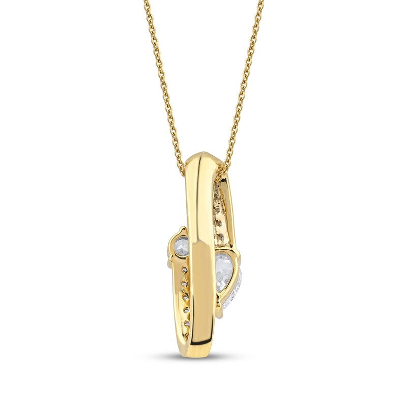 Main Image 3 of Pear-Shaped & Round-Cut Diamond Bypass Loop Necklace 1 ct tw 10K Yellow Gold 18&quot;
