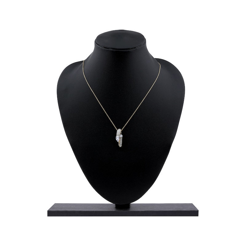 Main Image 5 of Pear-Shaped & Round-Cut Diamond Bypass Loop Necklace 1 ct tw 10K Yellow Gold 18"