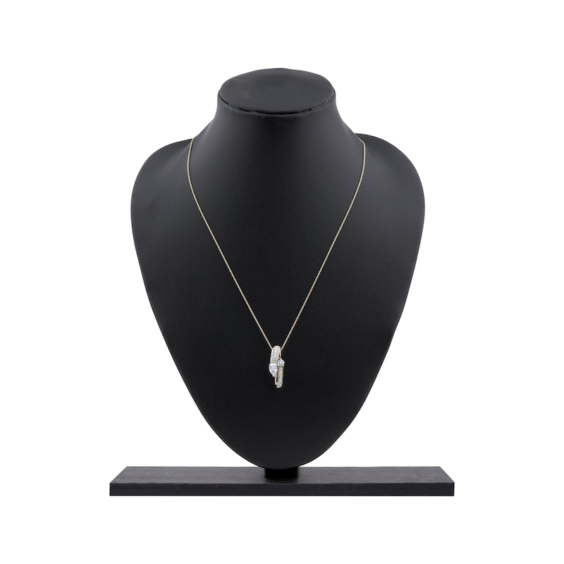 Main Image 6 of Pear-Shaped & Round-Cut Diamond Bypass Loop Necklace 1 ct tw 10K Yellow Gold 18"