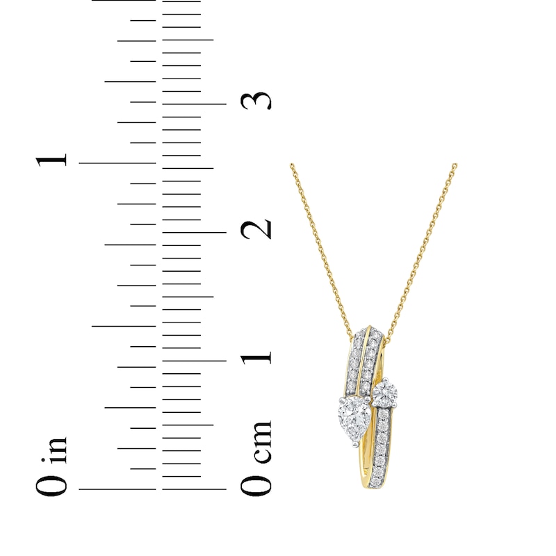 Main Image 5 of Pear-Shaped & Round-Cut Diamond Bypass Loop Necklace 1 ct tw 10K Yellow Gold 18&quot;