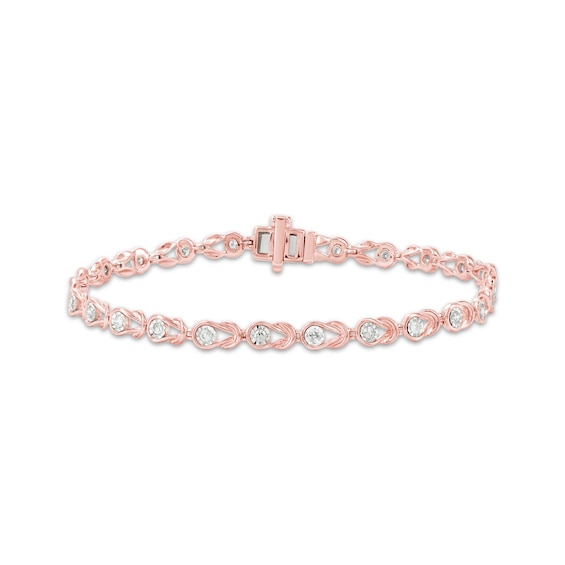 Diamond Knot Link Bracelet 1/2 ct tw 10K Rose Gold 7"
