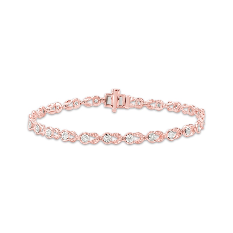 Main Image 1 of Diamond Knot Link Bracelet 1/2 ct tw 10K Rose Gold 7&quot;
