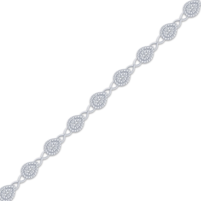Main Image 2 of Diamond Teardrop Beaded Link Bracelet 1/10 ct tw Sterling Silver 7.25&quot;