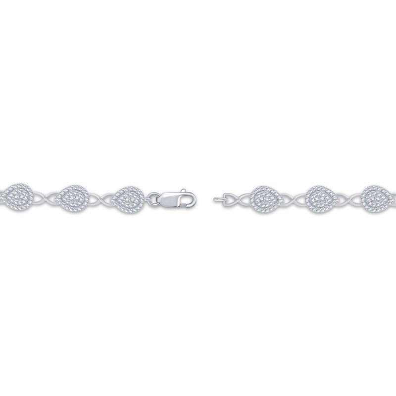 Main Image 3 of Diamond Teardrop Beaded Link Bracelet 1/10 ct tw Sterling Silver 7.25&quot;