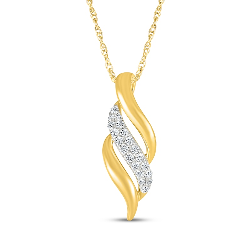 Main Image 1 of Diamond Flame-Shaped Necklace 1/6 ct tw 10K Yellow Gold 18&quot;