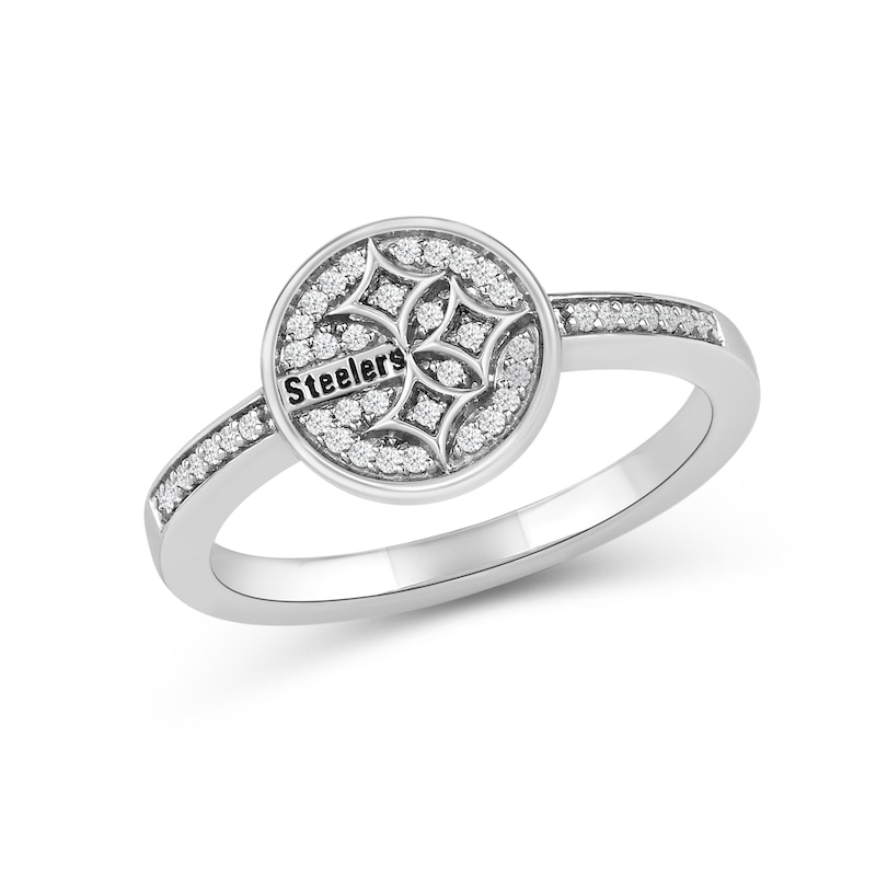 Main Image 1 of True Fans Pittsburgh Steelers 1/15 ct tw Diamond Ring Sterling Silver