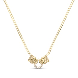 Italian Brilliance Diamond-Cut Double Panther Head Necklace 14K Two-Tone Gold 18"
