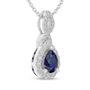 Thumbnail Image 2 of Pear-Shaped Blue Lab-Created Sapphire & White Lab-Created Sapphire Drop Necklace Sterling Silver 18"