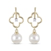 Thumbnail Image 2 of Cultured Pearl & Diamond Accent Clover Drop Earrings 14K Yellow Gold
