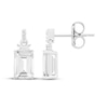 Thumbnail Image 3 of Emerald-Cut White Lab-Created Sapphire Dangle Earrings Sterling Silver