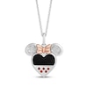 Thumbnail Image 1 of Disney Treasures Minnie Mouse Diamond, Garnet & Black Onyx Heart Necklace 1/10 ct tw Sterling Silver & 10K Rose Gold 19"