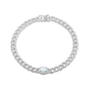 Thumbnail Image 1 of Oval-Cut Lab-Created Opal & White Lab-Created Sapphire Chain Link Bracelet Sterling Silver 7.25"