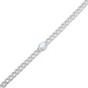 Thumbnail Image 2 of Oval-Cut Lab-Created Opal & White Lab-Created Sapphire Chain Link Bracelet Sterling Silver 7.25"