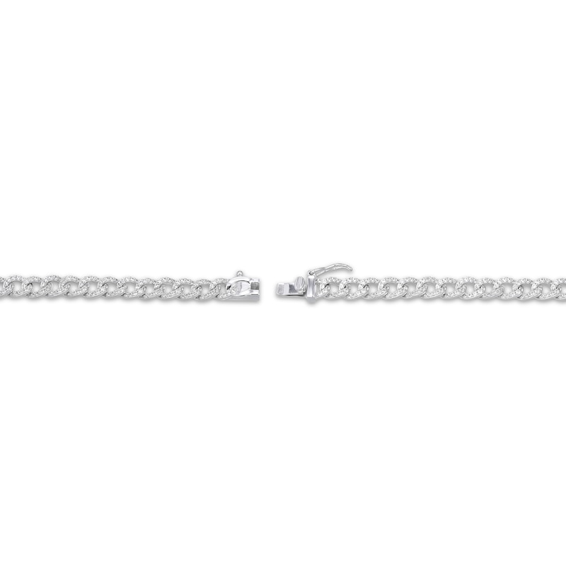 Main Image 3 of Oval-Cut Lab-Created Opal & White Lab-Created Sapphire Chain Link Bracelet Sterling Silver 7.25"