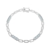 Thumbnail Image 1 of Aquamarine Trio Station Chain Bracelet Sterling Silver 7.25"