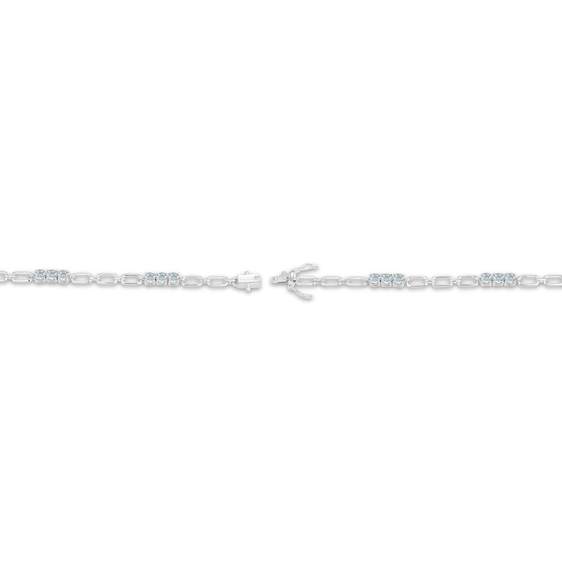 Main Image 3 of Aquamarine Trio Station Chain Bracelet Sterling Silver 7.25"