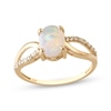 Thumbnail Image 1 of Oval-Cut Opal & Diamond Ring 1/8 ct tw 10K Yellow Gold
