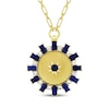 Thumbnail Image 1 of STUDIO BY KAY Blue & White Lab-Created Sapphire Sunburst Medallion Necklace 24K Yellow Gold Vermeil Sterling Silver 18"