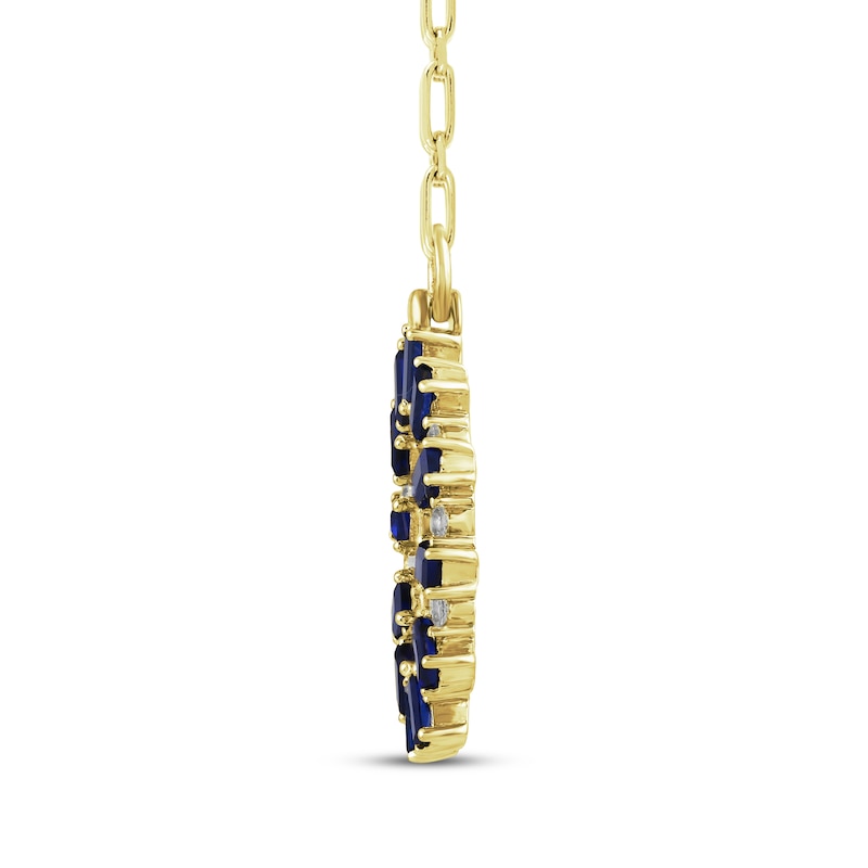 Main Image 2 of STUDIO BY KAY Blue & White Lab-Created Sapphire Sunburst Medallion Necklace 24K Yellow Gold Vermeil Sterling Silver 18"