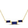 Thumbnail Image 1 of STUDIO BY KAY Baguette-Cut Blue Lab-Created Sapphire Necklace 24K Yellow Gold Vermeil Sterling Silver 18"