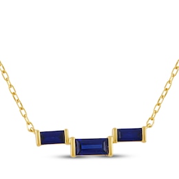 STUDIO BY KAY Baguette-Cut Blue Lab-Created Sapphire Necklace 24K Yellow Gold Vermeil Sterling Silver 18"
