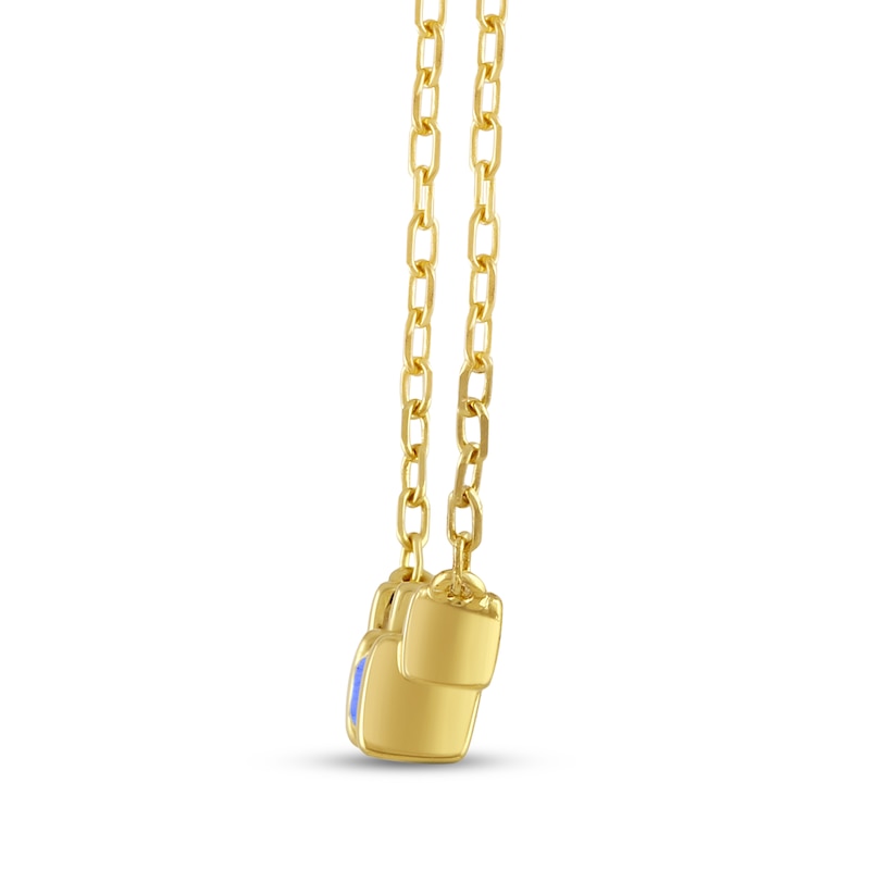 Main Image 2 of STUDIO BY KAY Baguette-Cut Blue Lab-Created Sapphire Necklace 24K Yellow Gold Vermeil Sterling Silver 18"