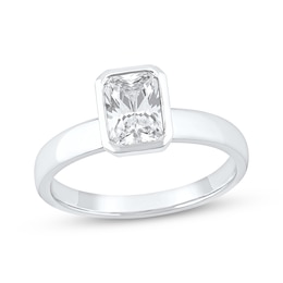 Now + Forever Lab-Grown Diamonds Radiant-Cut Bezel-Set Solitaire Engagement Ring 1 ct tw 14K White Gold (F/VS2)