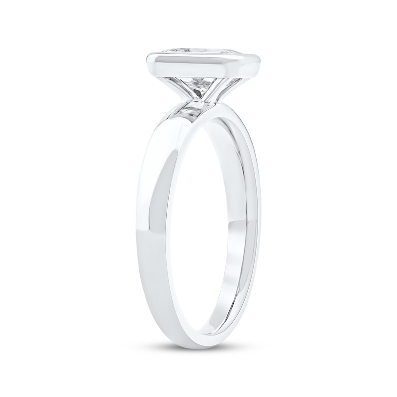 Main Image 2 of Now + Forever Lab-Grown Diamonds Radiant-Cut Bezel-Set Solitaire Engagement Ring 1 ct tw 14K White Gold (F/VS2)