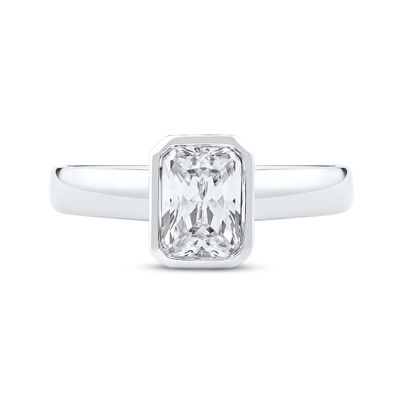 Main Image 4 of Now + Forever Lab-Grown Diamonds Radiant-Cut Bezel-Set Solitaire Engagement Ring 1 ct tw 14K White Gold (F/VS2)